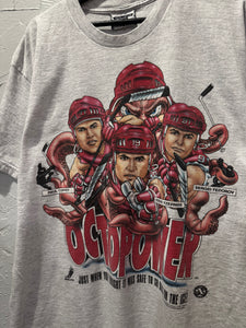 90s Detroit Red Wings Octopower Caricature TShirt. XLarge