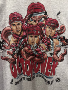 90s Detroit Red Wings Octopower Caricature TShirt. XLarge